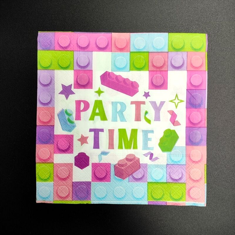 25*25cm Napkin Tissue Paper 2 Ply Virgin Wood Pulp Cocktail Napkins Custom Logo Silk Screen Printing Folded Dinner Napkins for Event and Party