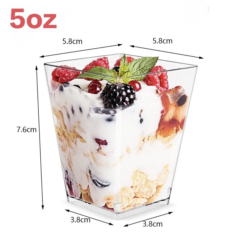 Wholesale Disposable Plastic Dessert Cups – Mousse Cup, Jelly Cup, Pudding Cup, Mini Champagne Glass, Square Cup